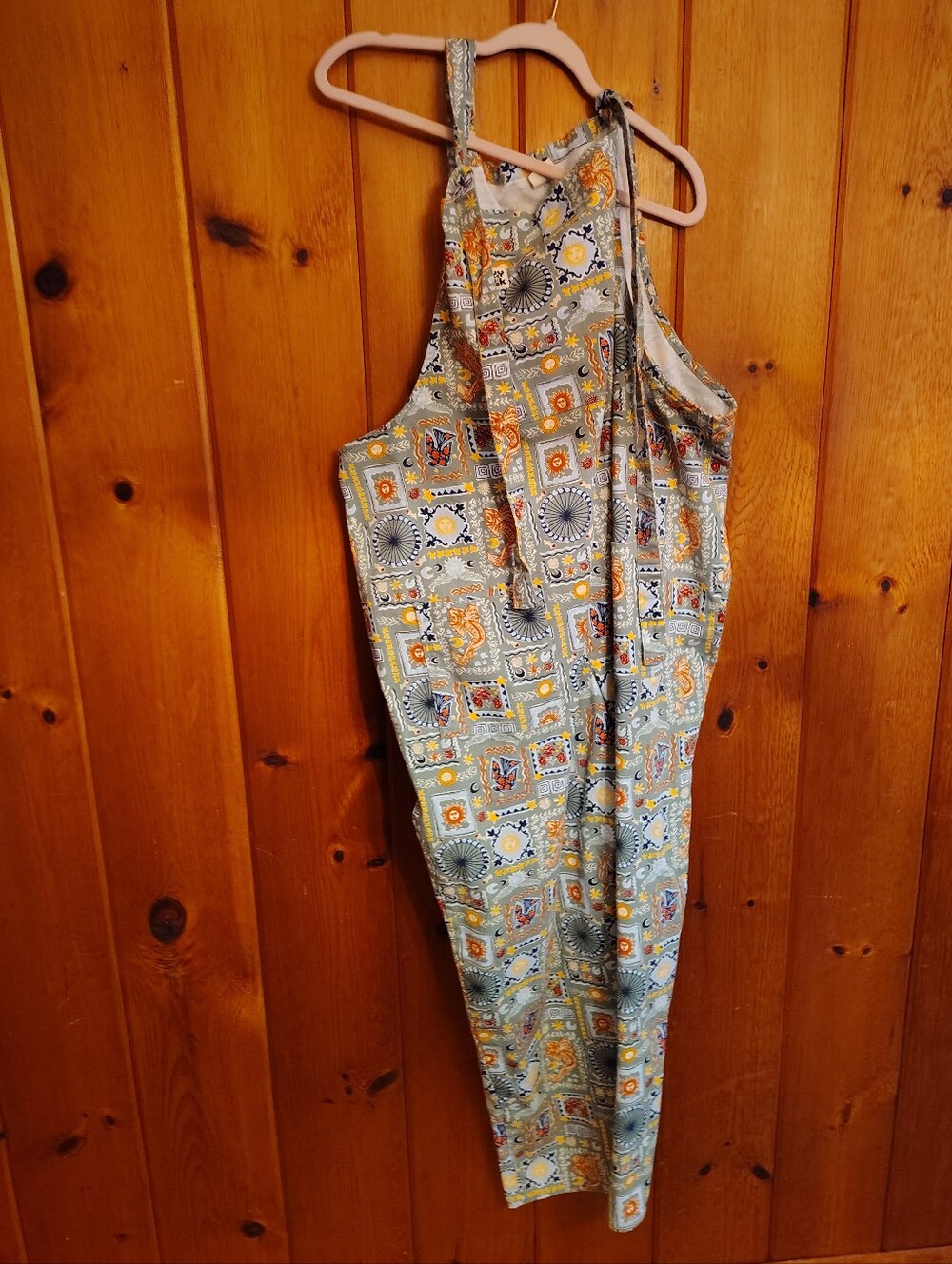 Lucy & Yak Cosmic Folk Green Women Dungarees Overalls Size 18 US/22 UK - Picture 3 of 6